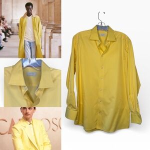 Eton Men's Light Yellow cotton Dress Shirt 16 Contemporary fit